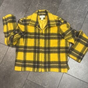 VTG 90s Collections By Cross Country Yellow Plaid Cher Clueless Wool Blend 12-14